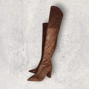 Marc Fisher Dark Brown Glorya Over the Knee Boot- Faux Suede - Size 7.5M - NWT
